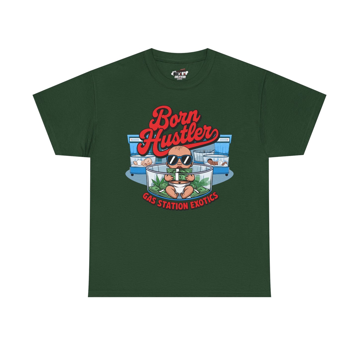 "Born Hustler" Gas Station Brand Tee