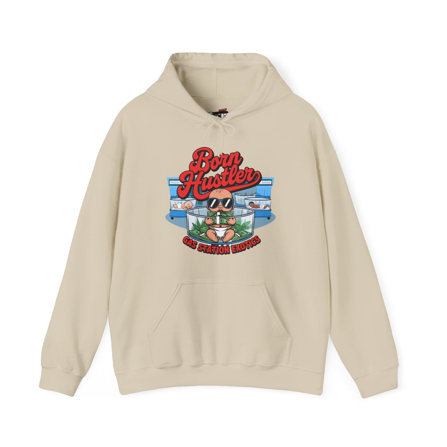 "Born Hustler" Gas Station Hooded Sweatshirt