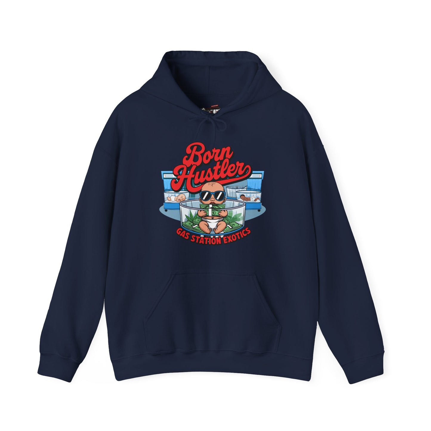 "Born Hustler" Gas Station Hooded Sweatshirt