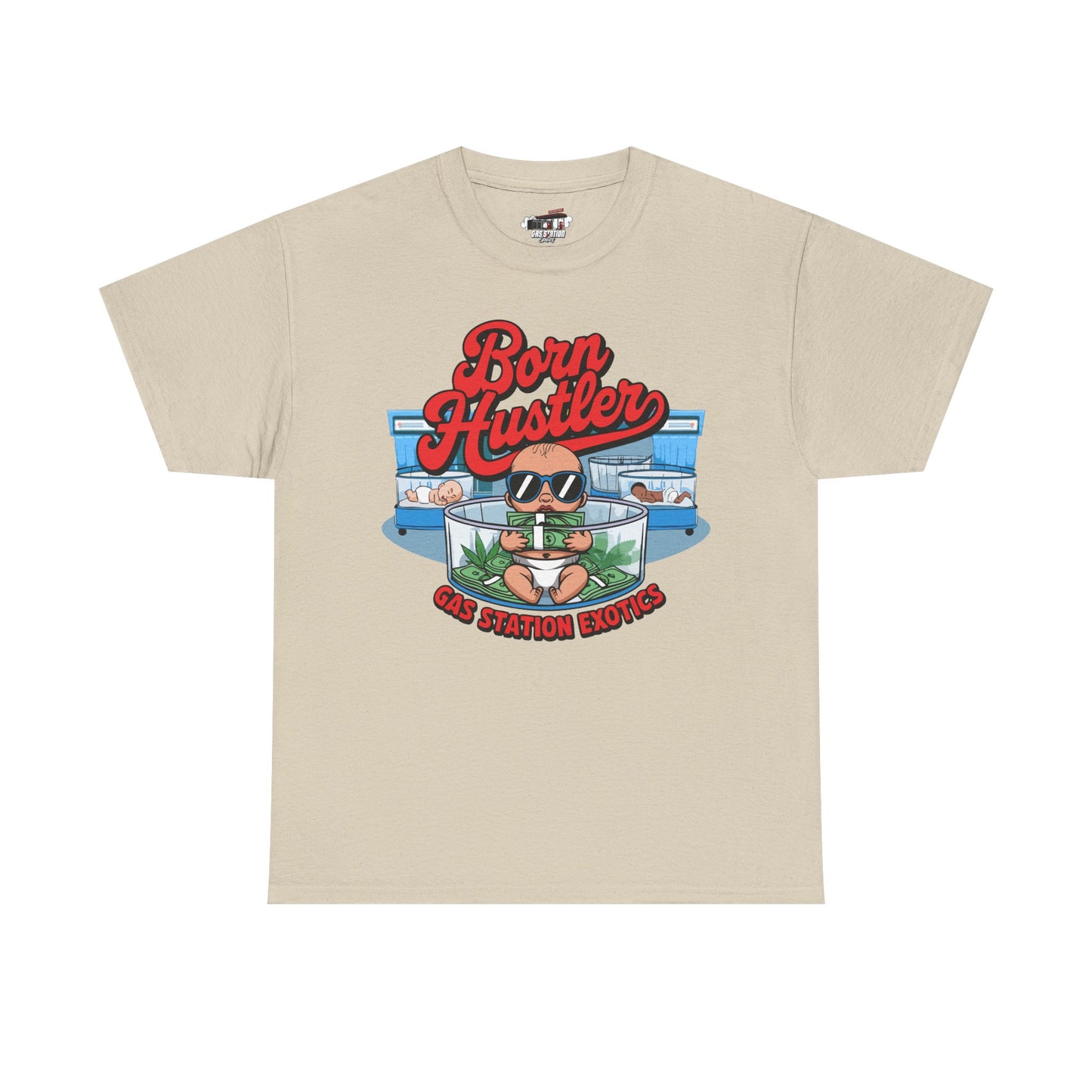 "Born Hustler" Gas Station Brand Tee