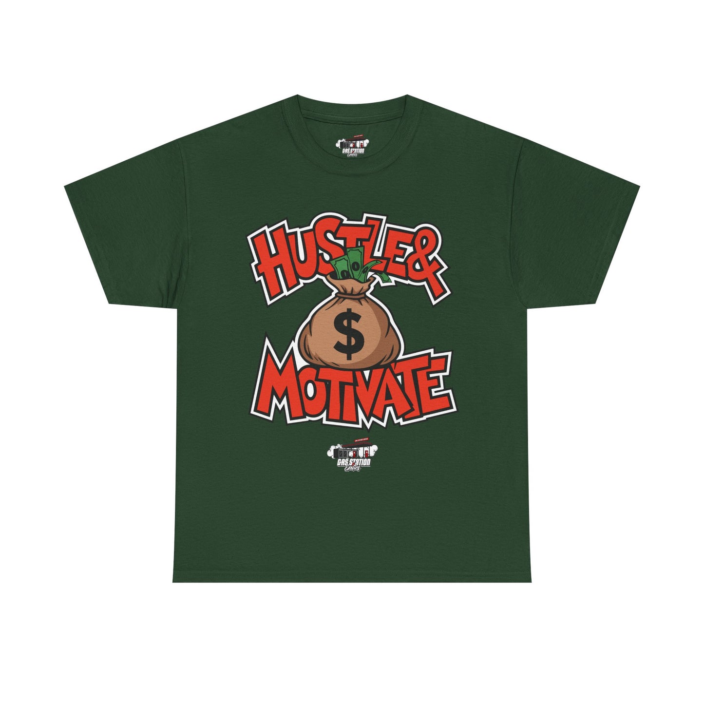 "Hustle & Motivate" Gas Station Brand Tee