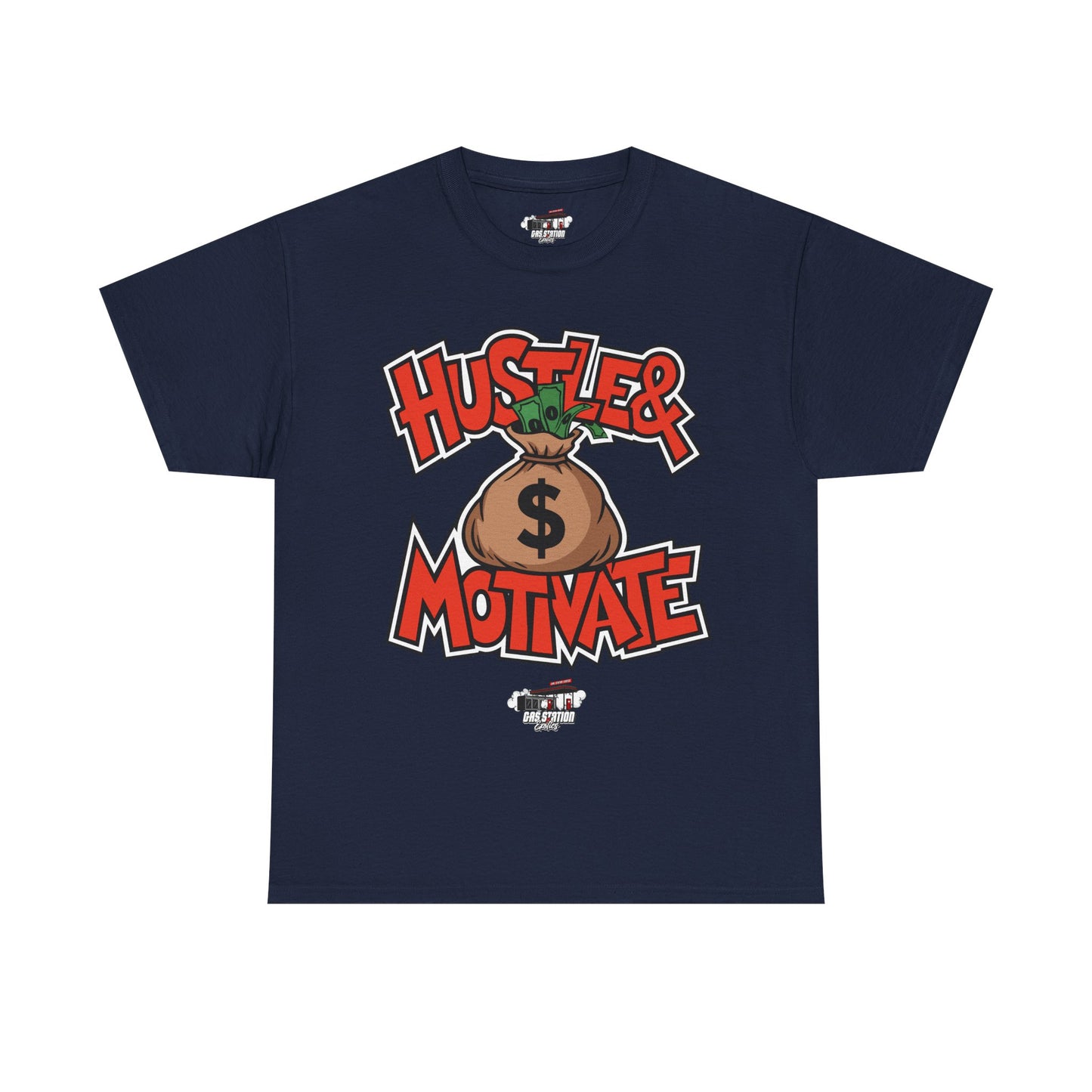 "Hustle & Motivate" Gas Station Brand Tee