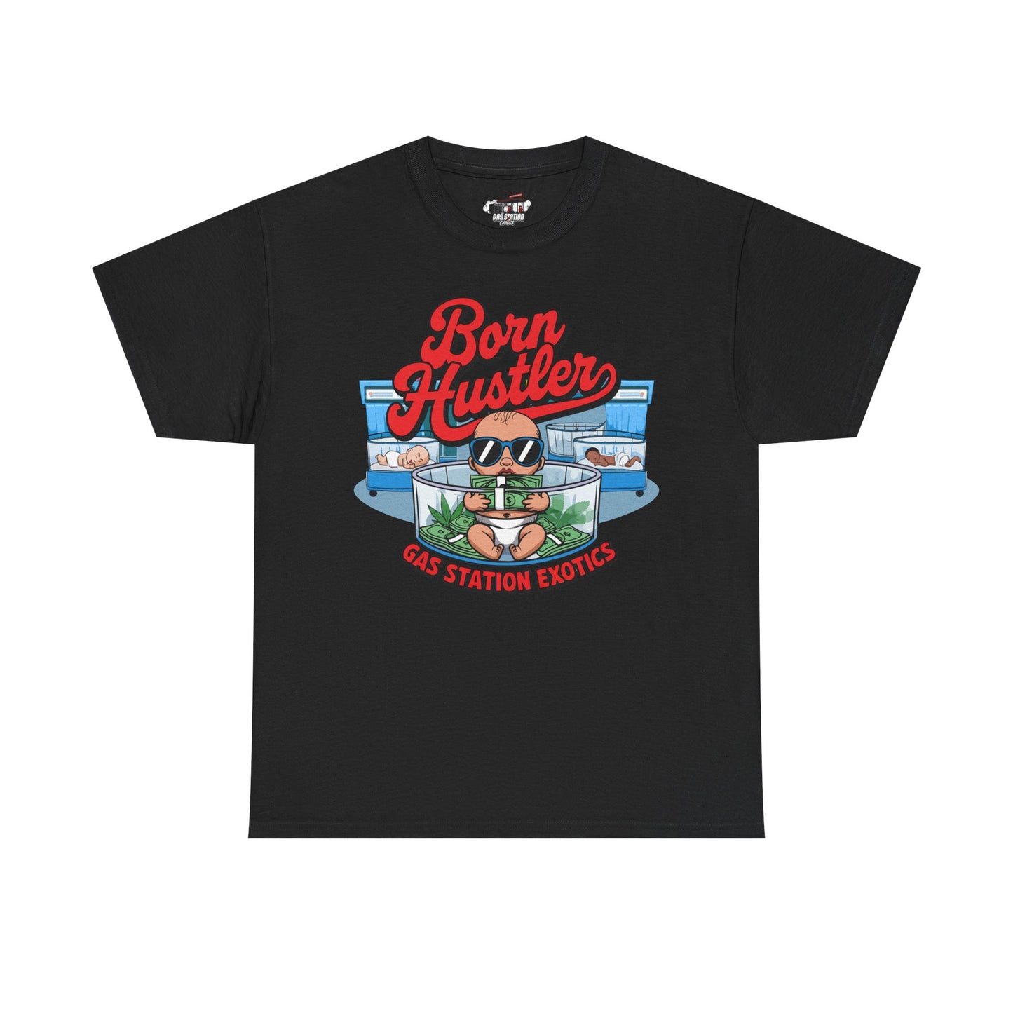 "Born Hustler" Gas Station Brand Tee