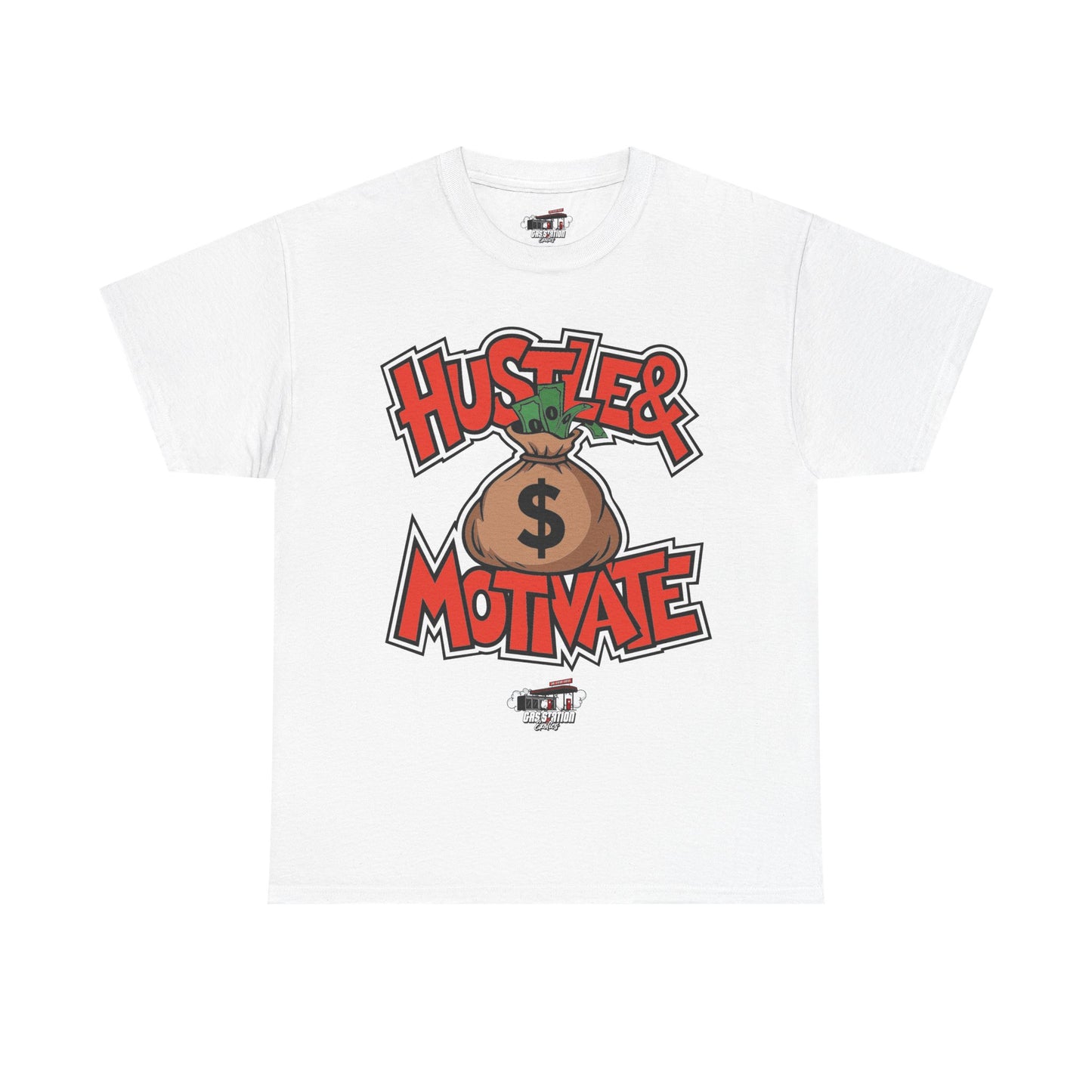 "Hustle & Motivate" Gas Station Brand Tee
