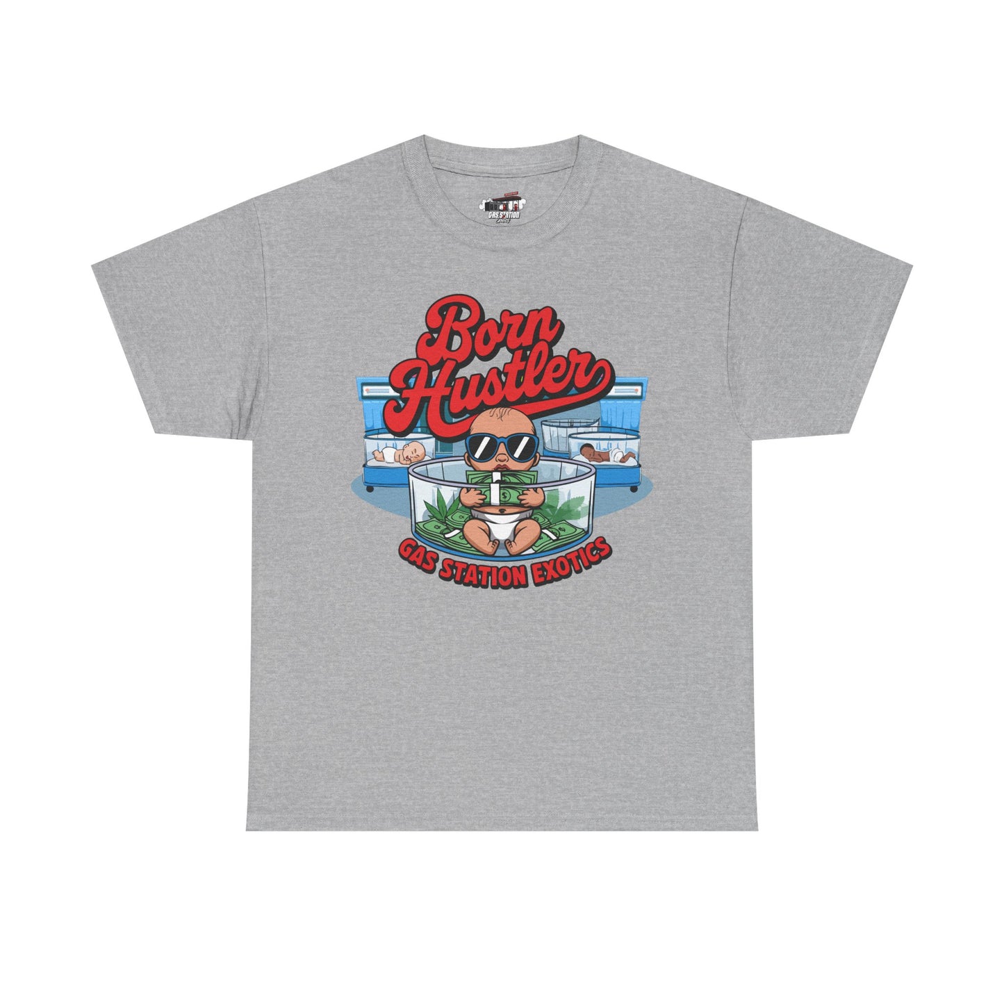 "Born Hustler" Gas Station Brand Tee