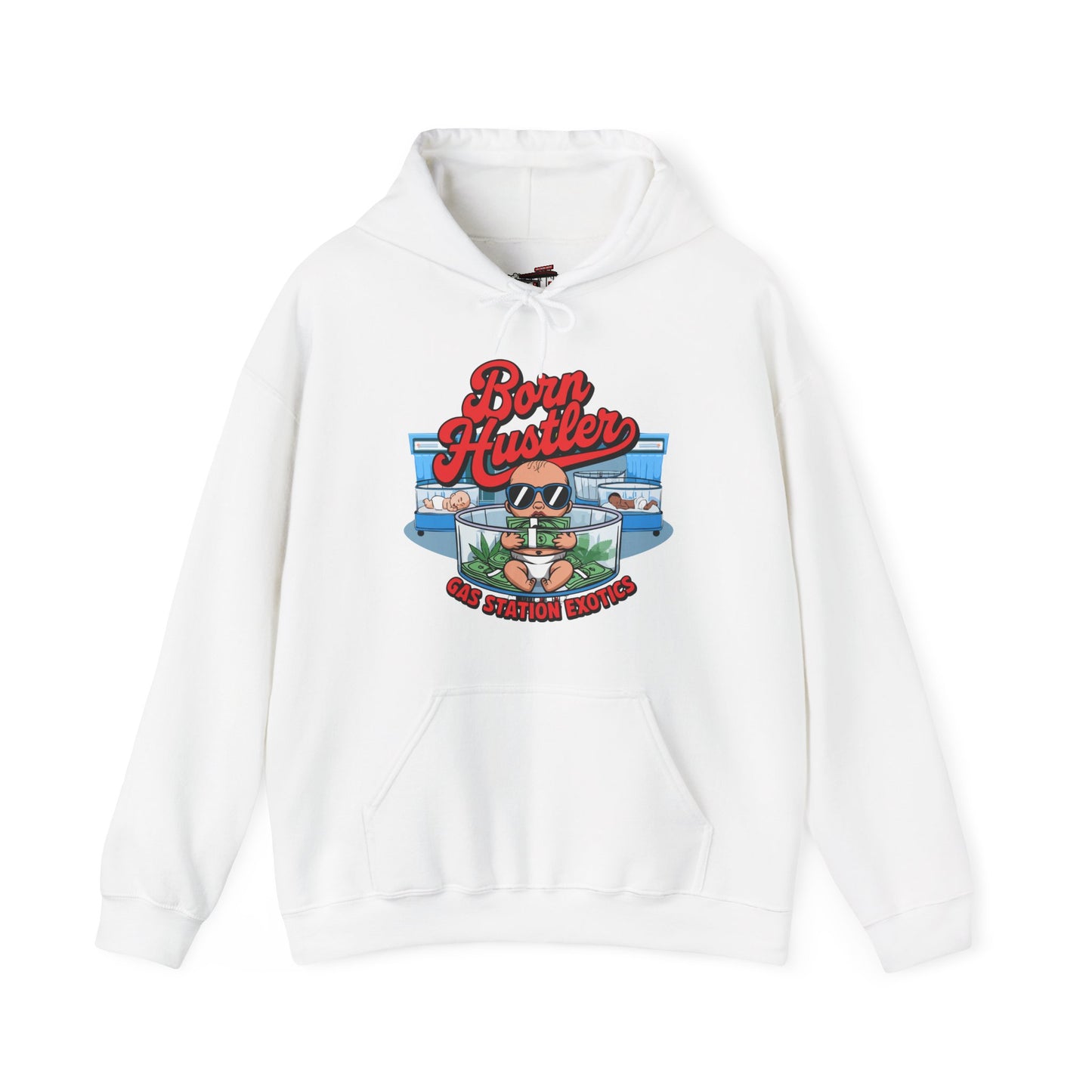 "Born Hustler" Gas Station Hooded Sweatshirt