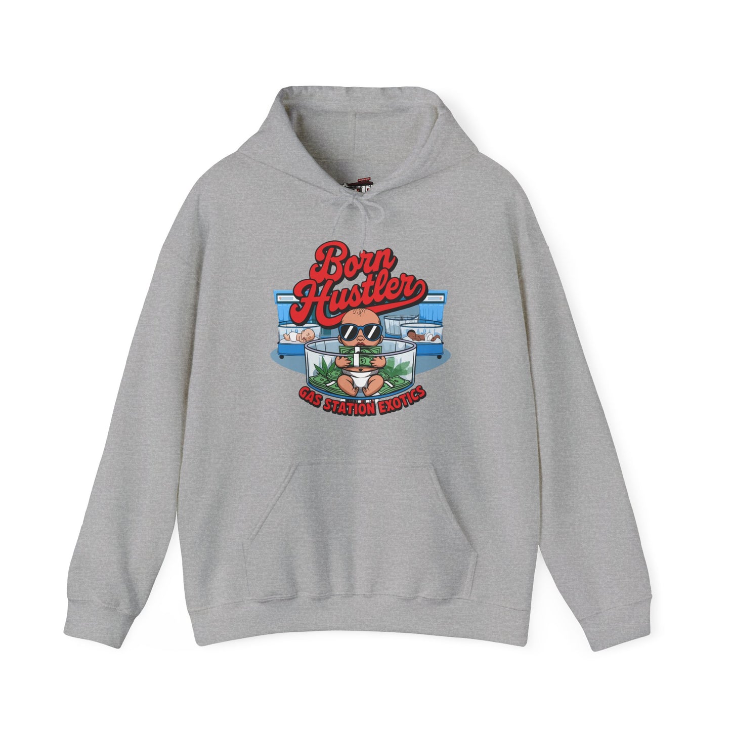 "Born Hustler" Gas Station Hooded Sweatshirt