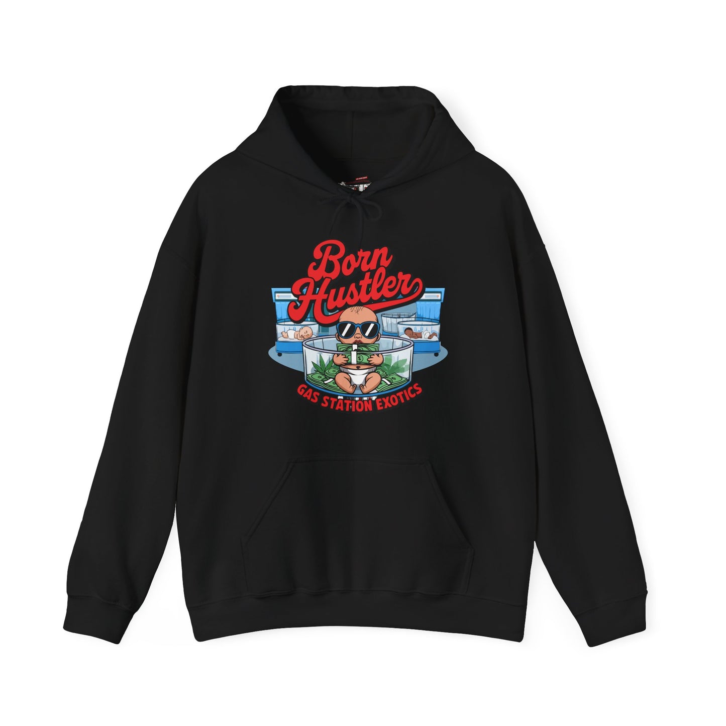 "Born Hustler" Gas Station Hooded Sweatshirt