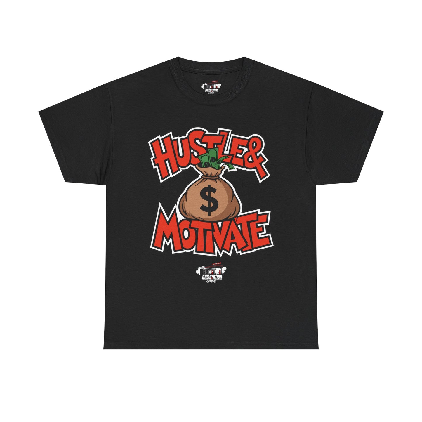 "Hustle & Motivate" Gas Station Brand Tee