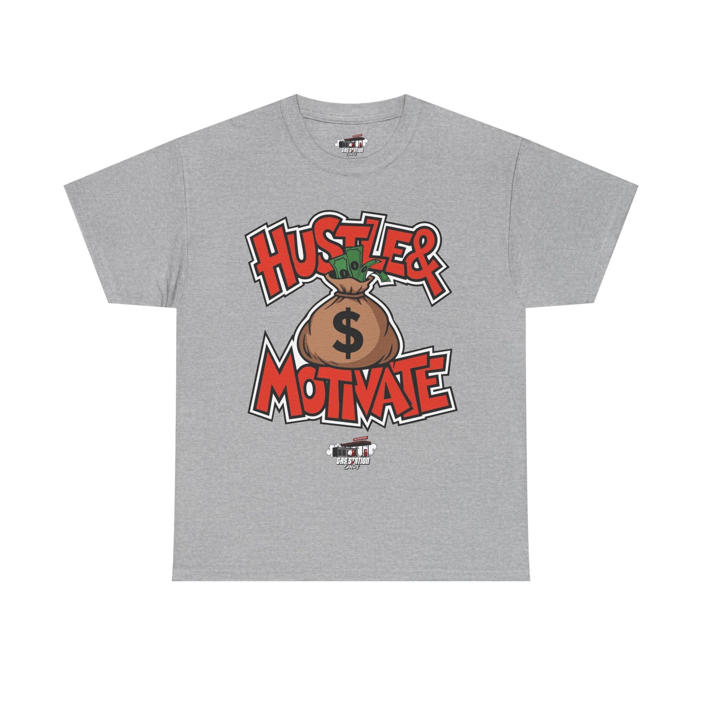 "Hustle & Motivate" Gas Station Brand Tee
