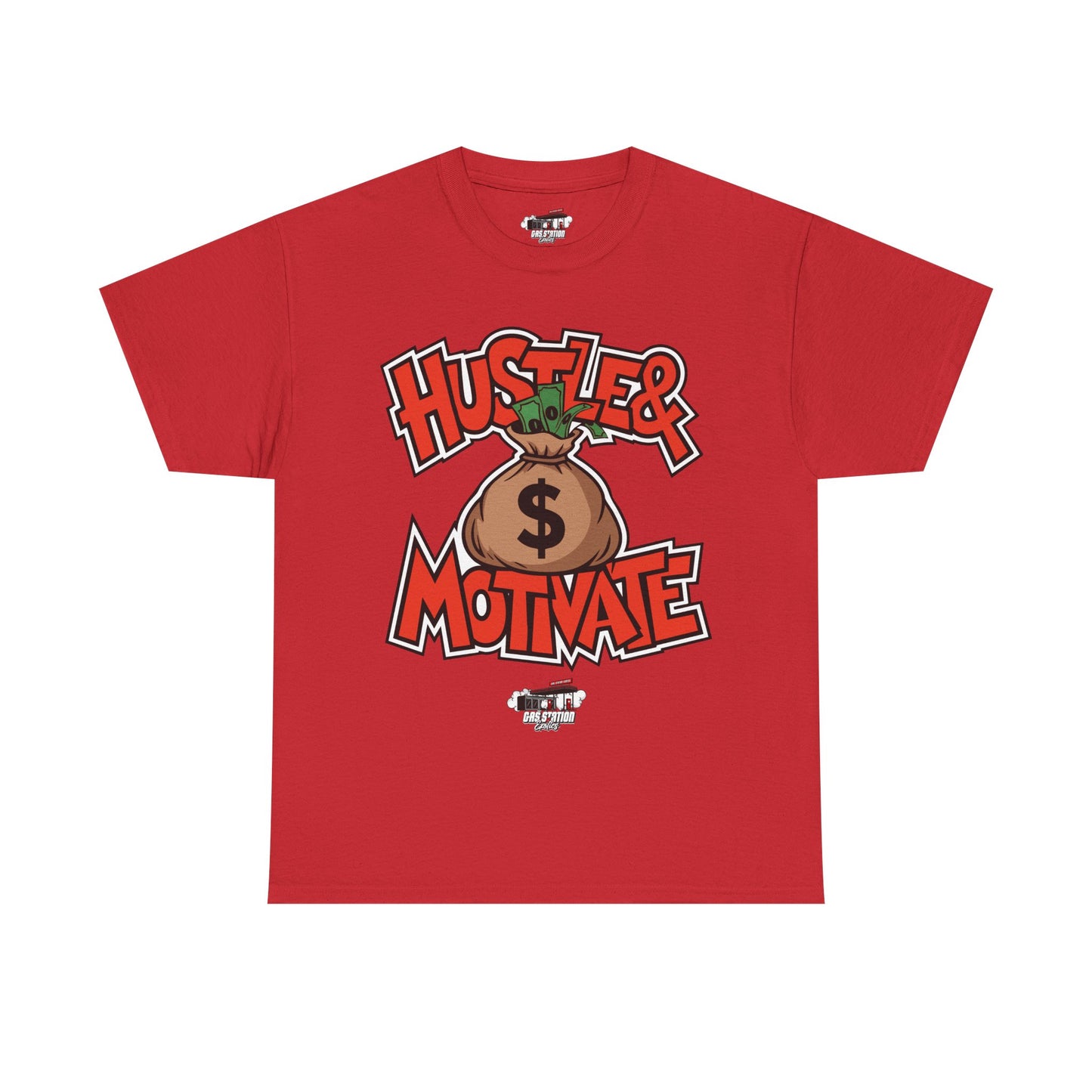 "Hustle & Motivate" Gas Station Brand Tee
